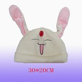 羽翼白色摩可拿毛绒帽子