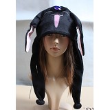 羽翼毛绒长帽 保暖帽子（黑色）