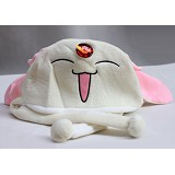 羽翼毛绒长帽 保暖帽子（白色）