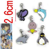 Free!男子游泳部彩色金属公仔手链龙虾扣挂件(5款一套)