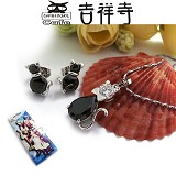 吉祥寺猫 耳钉+项链（黑色）