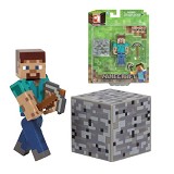 我的世界史蒂夫 镐头模型Minecraft 积木人3寸可动人偶公仔手办玩具
