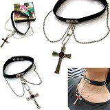 吸血鬼盒装皮绳十字架项链