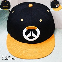守望先锋系列标志英文橙色帽檐黑色棒球帽