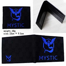 宠物小精灵系列神奇宝贝精灵宝可梦MYSTIC蓝色标志英文标志半立体黑色二折硅胶钱包