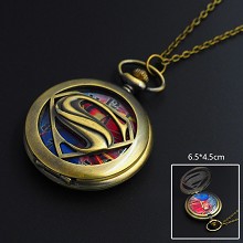 超人标志复古古铜色怀表 项链怀表
