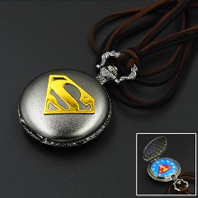 超人金色字体标志复古古铜色怀表 项链怀表