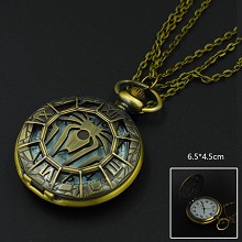 蜘蛛侠主题标志复古古铜色怀表 项链怀表