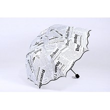 三折荷叶形英文报纸太阳伞公主伞晴雨伞 白报纸