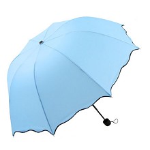 荷叶边创意镜面色可爱防紫外线晴雨伞防晒太阳伞 浅蓝色