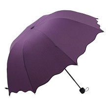 荷叶边创意镜面色可爱防紫外线晴雨伞防晒太阳伞 深紫色