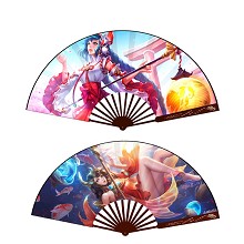 王者荣耀大桥双面绫绢折扇