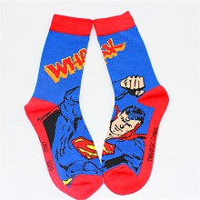 复仇者同盟卡通袜系列人物 超人 长筒精梳棉男袜一对
