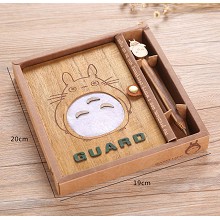 站姿龙猫 复古木质薄日记本笔记本精致礼盒套装