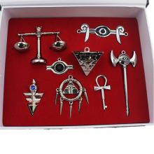 游戏王合金钥匙扣项链套装（8款一套）银色