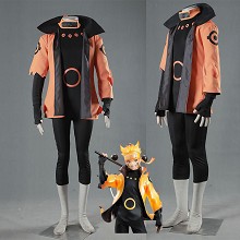 C114-火影忍者-旋涡鸣人装14代-六道仙人装（男装4件套：外套，连体衣，橙色木叶头带，无指手套X2）