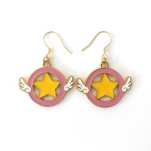 百变小樱LOGO标志合金925镀金色耳钩卡通耳环动漫耳饰一对