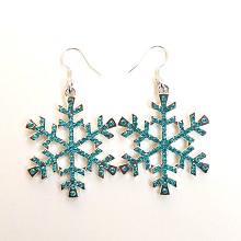 初音蓝色冰雪雪花锆石合金925素银耳钩卡通耳环动漫耳饰一对