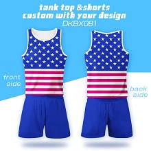 DKBX081-美国国旗个性网眼布短裤+背心