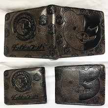 弹丸纶破黑白熊 黑色短款压纹二折钱包