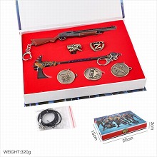 堡垒之夜套装A款散弹枪 钥匙扣项链戒指 盒装