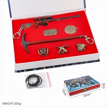 堡垒之夜套装B款 狙击枪 钥匙扣项链戒指 盒装