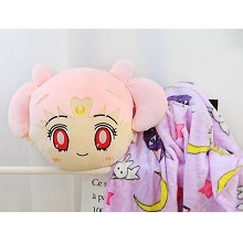 100X100厘米 美少女战士月野兔抱枕毯 卡通空调被毛毯 粉色