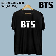 BTS BTS字母 黑色纯棉短袖T恤