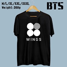 BTS WINGS 黑色纯棉短袖T恤