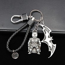 复仇者联盟3件套金属钥匙扣 蝙蝠侠人黑+盾牌枪黑+黑皮绳