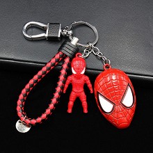 复仇者联盟3件套金属钥匙扣 蜘蛛侠红+面具红+红皮绳