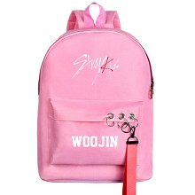 stray kids WOOJIN韩版休闲双肩包背包书包 粉色