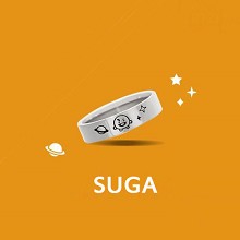 BTS 防弹少年团Q版SUGA 钛钢戒指 指环 银色18mm