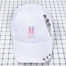 BTS防弹少年团柳钉棒球帽 休闲帽鸭舌帽子 彩标白色款