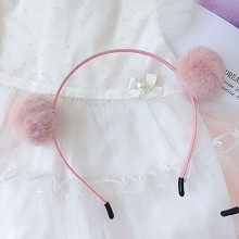 猫耳朵毛球头箍发卡头饰发饰 毛球款 韩粉色