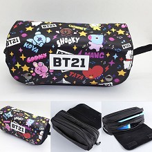 BTS BT21 多功能双层拉链笔袋