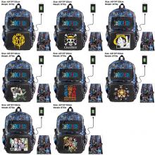 海贼王 动漫防水尼龙材质迷彩背包双肩包